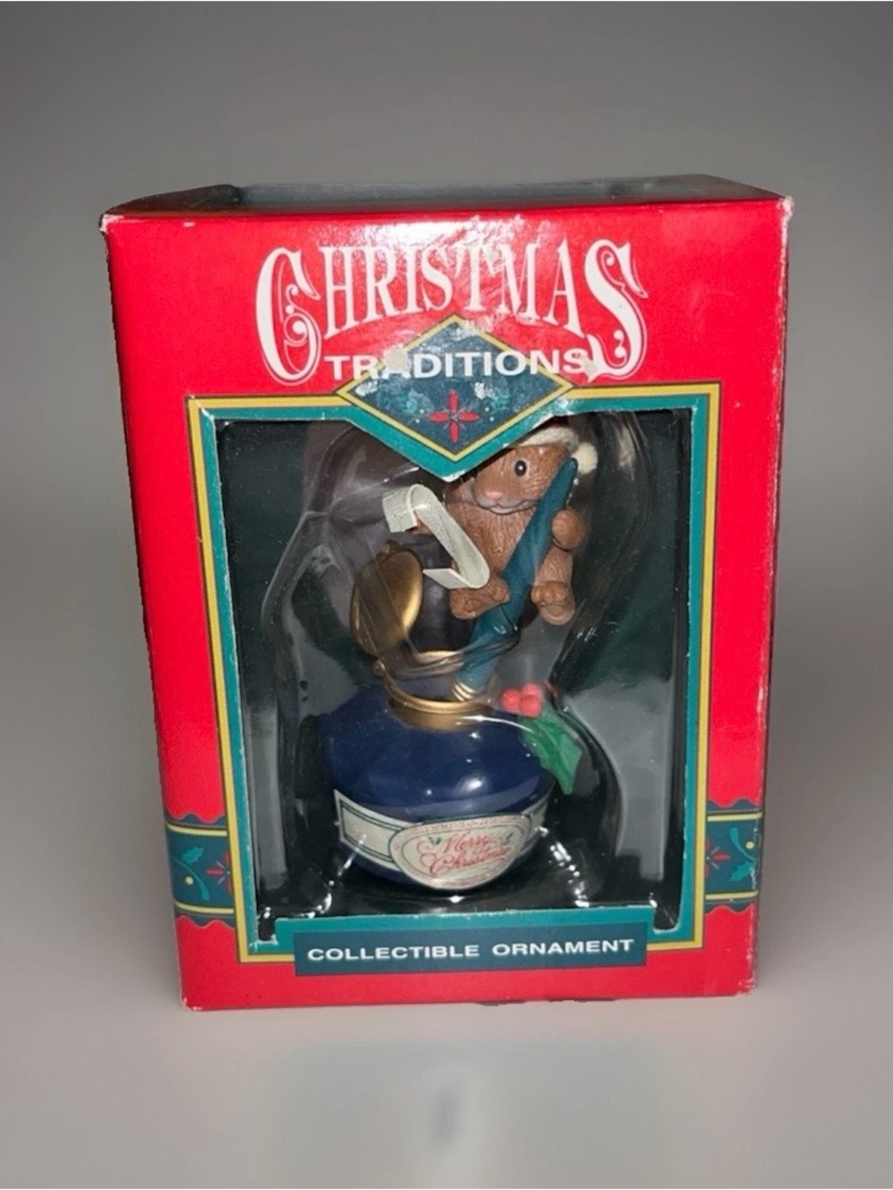 Vintage 1992 Christmas Traditions Ornament Elf On Ink Well Lustre Fame Design